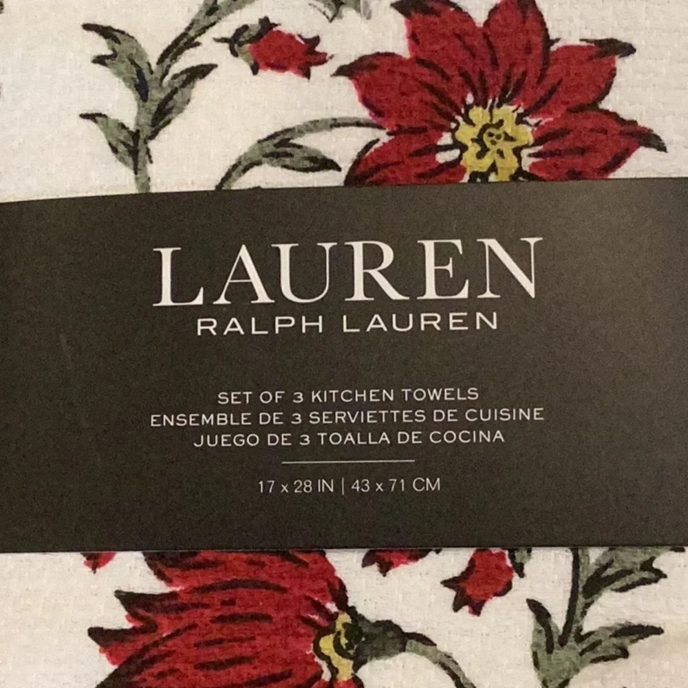 LAUREN Ralph Lauren Christmas Kitchen Towels - set of 3 towels